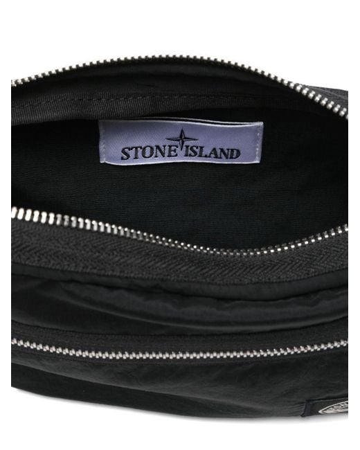 Stone Island Black Compass-Patch Belt Bag for men
