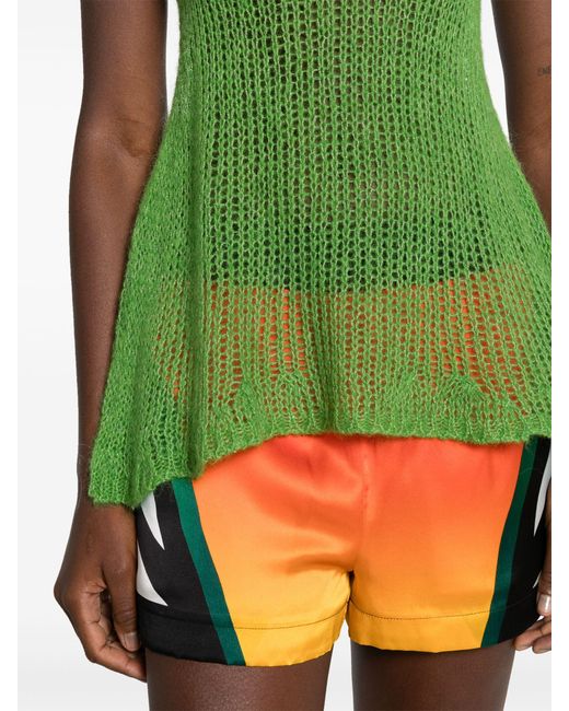 Marques'Almeida Green Open-knit Halterneck Top - Women's - Recycled Polyamide/alpaca Wool