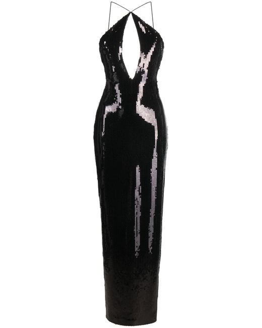 Monot Black Elsa Sequinned Gown - Women's - Polyester