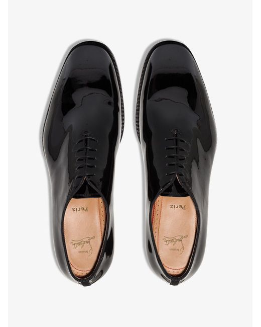 Christian Louboutin Black Corteo Patent Leather Oxford Shoes for Men - Lyst