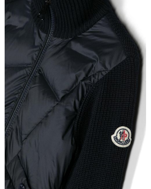 Moncler Black Logo-Patch Wool Padded Jacket