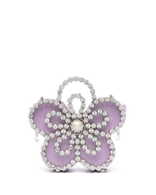 L'ALINGI Purple Flower Satin Mini Bag - Women's - Crystal/satin