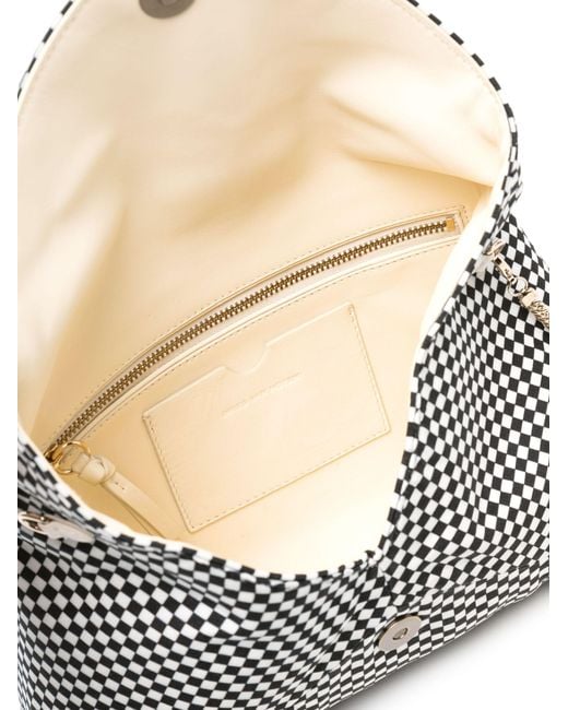 Dries Van Noten Gray And White Checkered Clutch Bag