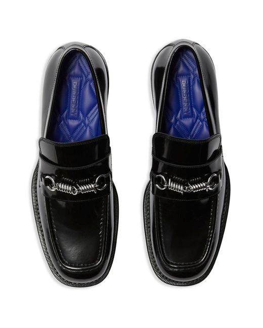 Burberry Black Barbed Leather Loafers for men