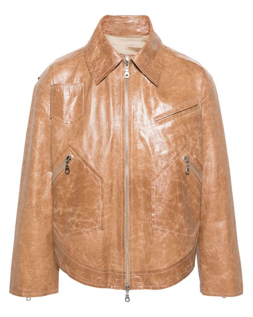 Bianca Saunders Brown Rider Leather Jacket - Men's - Acetate/viscose/leather for men