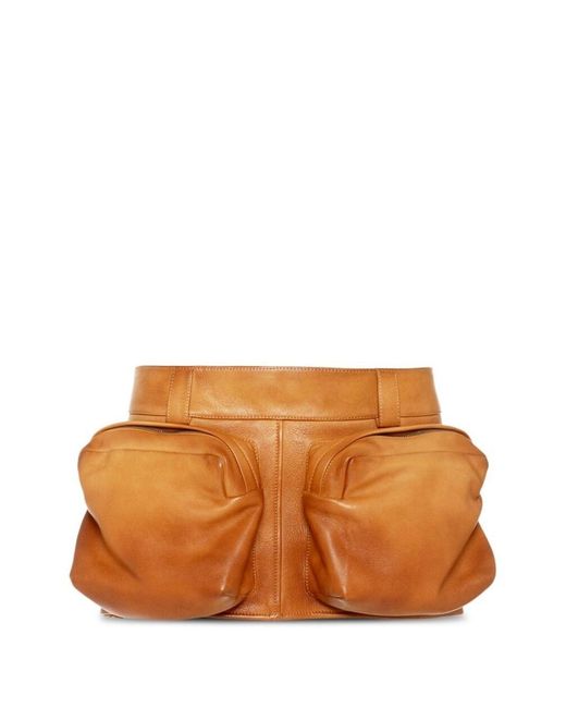 Miu Miu Orange Nappa Leather Mini Skirt