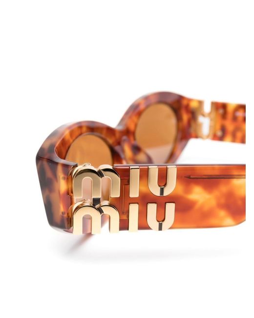 Miu Miu Orange Miu Glimpse Round-frame Sunglasses - Women's - Acetate