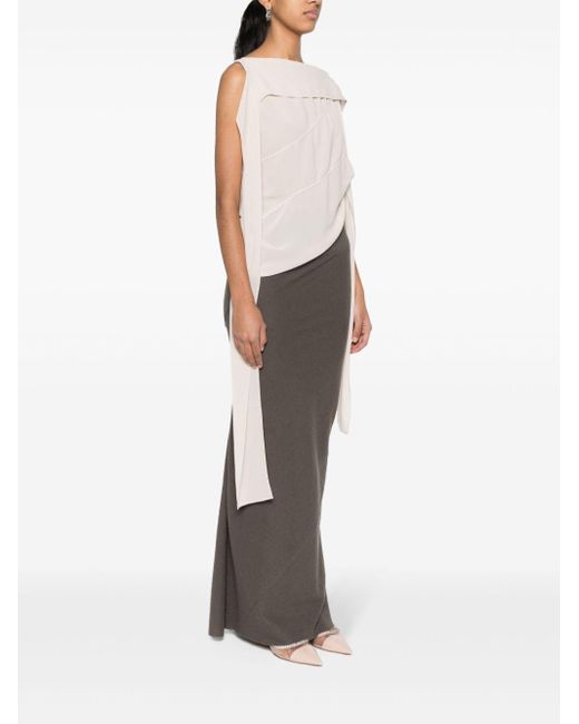 Acne White Neutral Draped Asymmetric Top