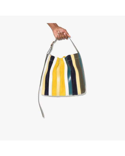 Jil Sander Yellow Striped Leather Tote Bag