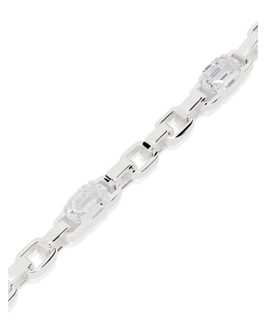 Hatton Labs White Sterling Anchor Zirconia Chain Bracelet for men