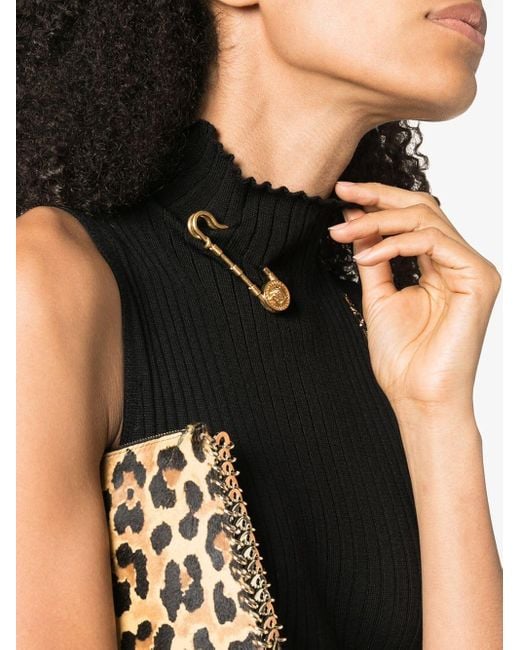 Versace Gold-tone Medusa Safety Pin Brooch in Metallic | Lyst Australia