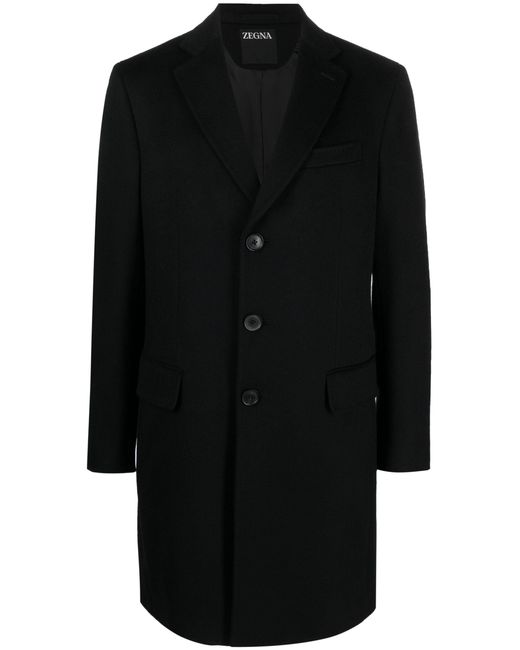 Zegna Black Single-breasted Tailored Coat for men