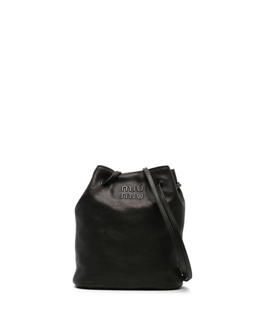 Miu Miu Black Mini Leather Bucket Bag