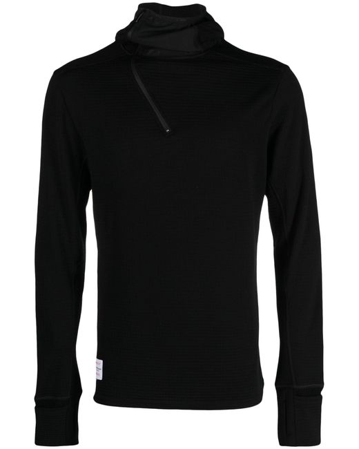 District Vision Black Hooded Merino Grid Sweatshirt for men