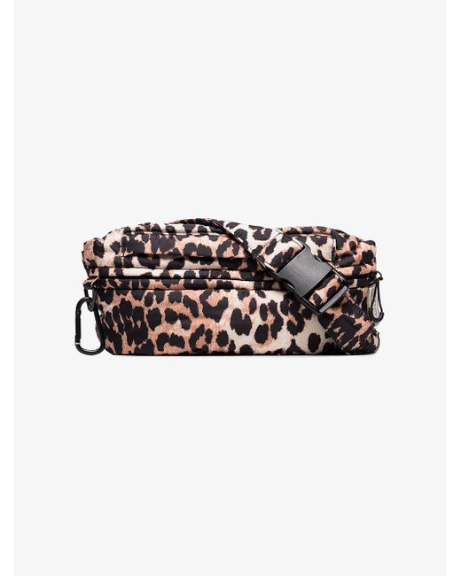 Ganni Brown Leopard Print Belt Bag