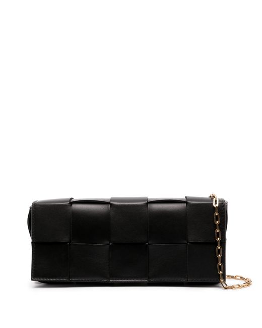 Bottega Veneta Black Intreccio Leather Shoulder Bag - Women's - Calf Leather