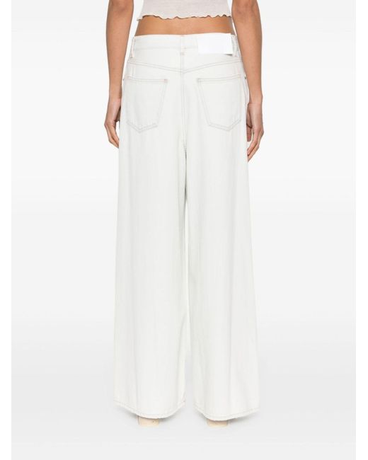 MM6 by Maison Martin Margiela White Wide Leg Jeans With Drawstring