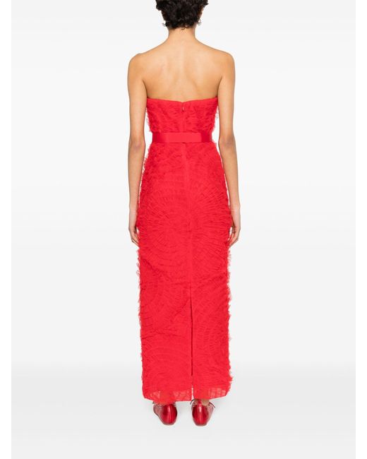 Huishan Zhang Red Monica Embroide Tulle Gown - Women's - Spandex/elastane/nylon/polyester/silk