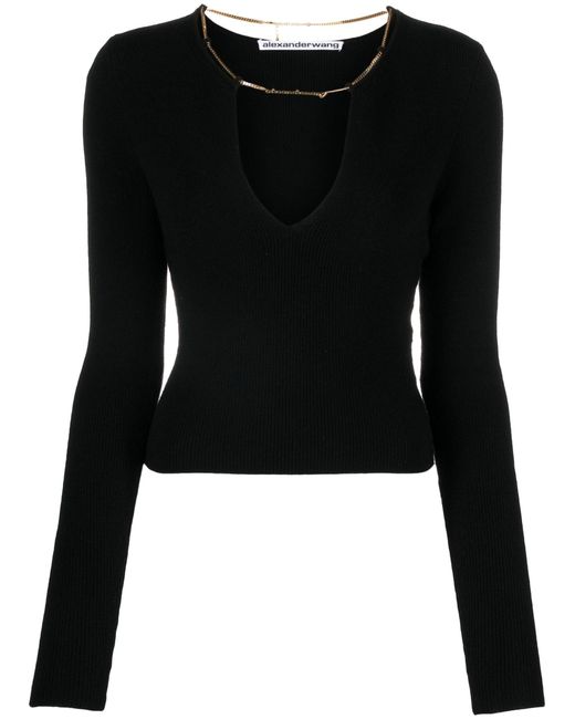 Alexander Wang Chain-neck Knit Top in Black