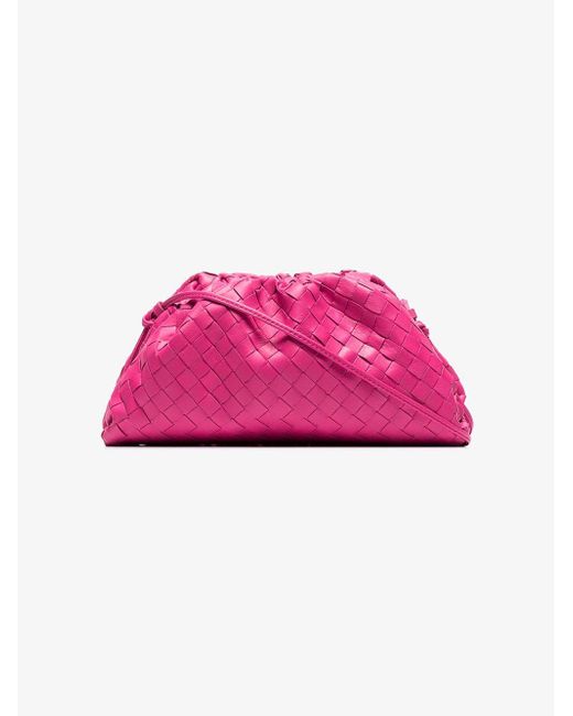 Bottega Veneta Pink Mini Woven Leather Clutch Bag