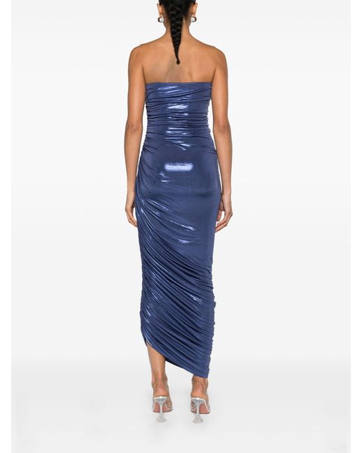 Norma Kamali Blue Diana Ruched Metallic Gown - Women's - Spandex/elastane/polyester