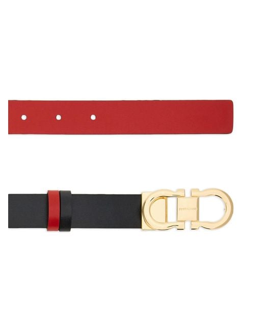 Ferragamo Red Ferragamo Gancini Reversible & Adjustable Leather Belt