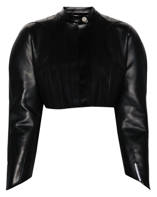 Aleksandre Akhalkatsishvili Black Cropped Faux-leather Biker Jacket