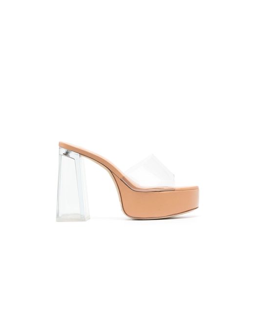 Larroude Leather Clear Dolly 130 Platform Pvc Mules in Natural Lyst