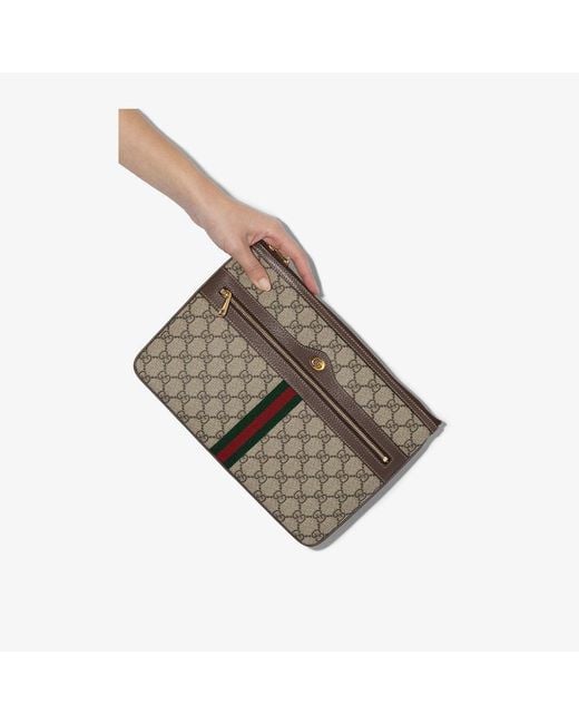 Gucci Brown Ophidia Canvas Pouch