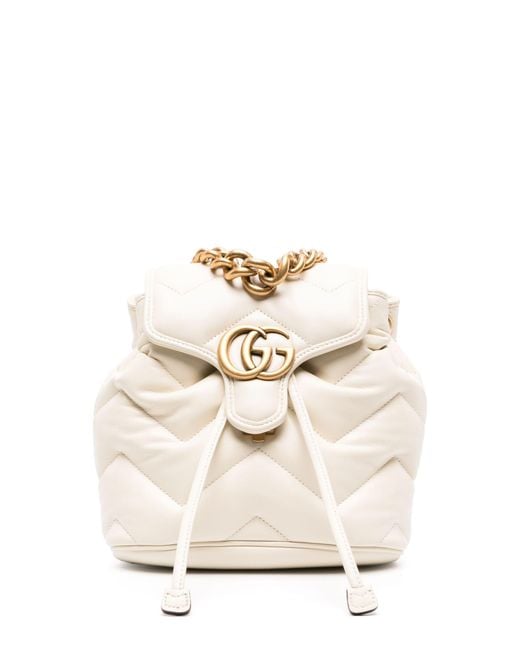 Gucci White GG Marmont Leather Backpack
