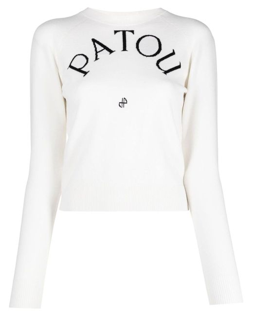 Patou White Intarsia-knit Logo Knitted Top