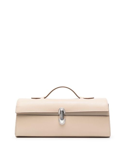 SAVETTE White Neutral Symmetry Pochette Leather Tote Bag