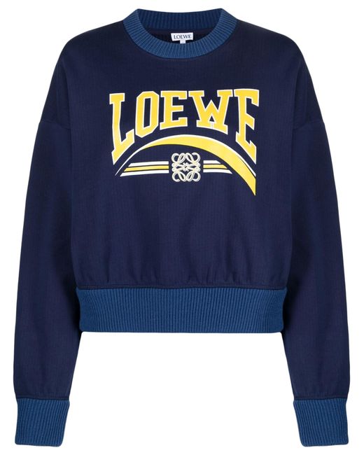 Loewe Blue Logo Print Cotton Sweatshirt