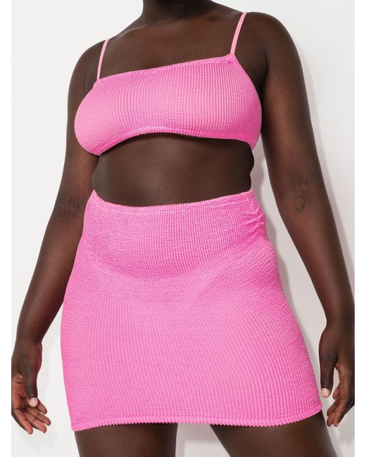 Hunza G Pink Crinkle Mini Skirt - Women's - Nylon/spandex/elastane
