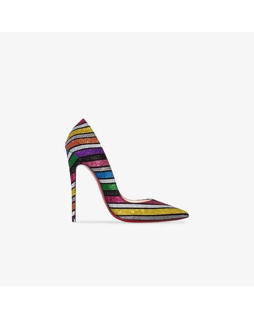 Christian Louboutin Multicoloured So Kate 120 Rainbow Glitter Leather Pumps Lyst UK