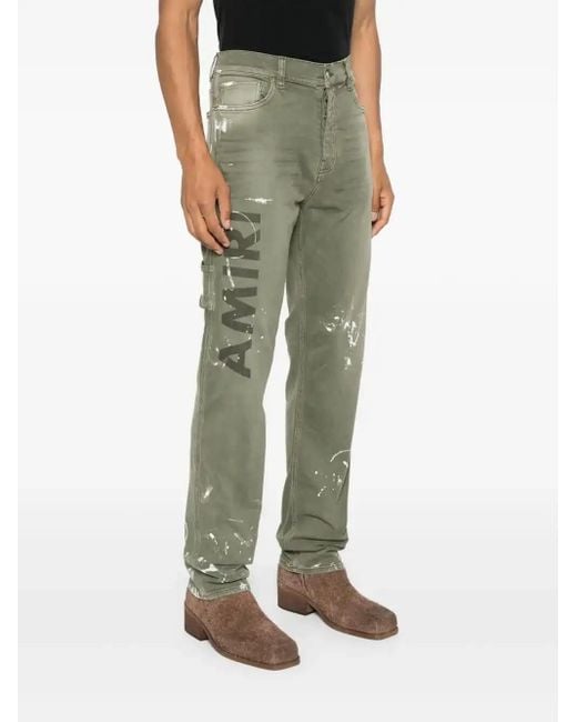 Amiri Green Logo-Print Jeans for men