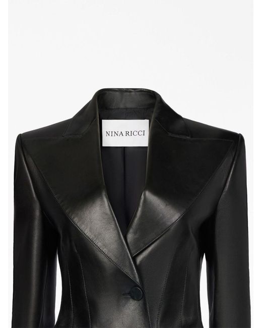 Nina Ricci Black Single-breasted Leather Blazer