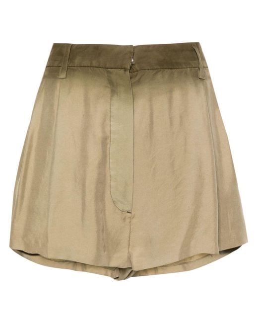 Prada Natural Neutral High-waist Silk Mini Shorts - Women's - Calf Leather/silk