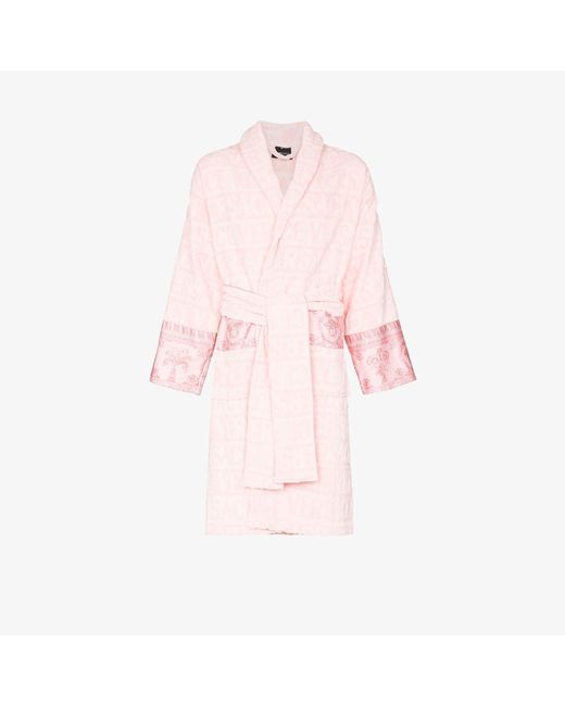 Versace Logo Cotton Robe Unisex Cotton in Pink Lyst UK