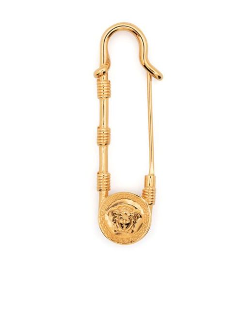 Versace Metallic Safety-Pin Medusa Brooch