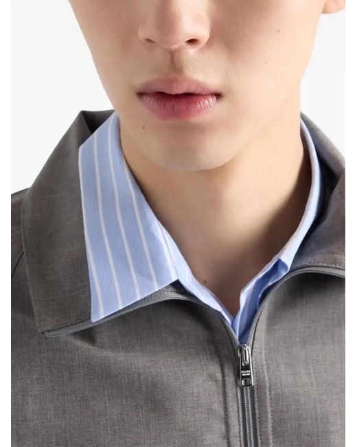 Prada Gray Wool Bomber Jacket for men