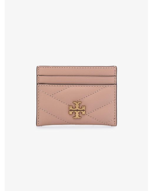Tory Burch Beige Kira Chevron Card Holder - - Leather in Natural - Lyst
