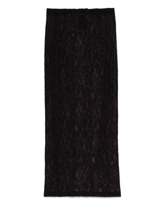 Wardrobe NYC Black Lace Midi Skirt