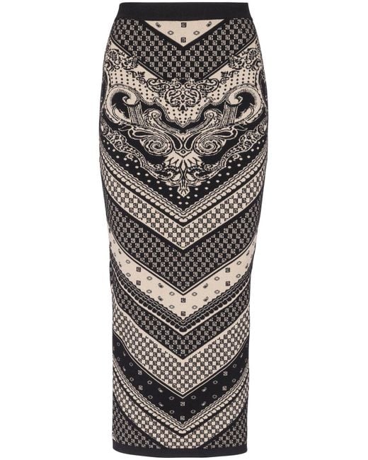 Balmain Gray Monogram Knit Skirt