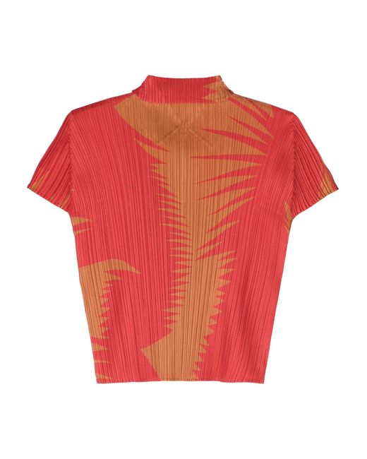 Pleats Please Issey Miyake Red Piquant Pleated Top