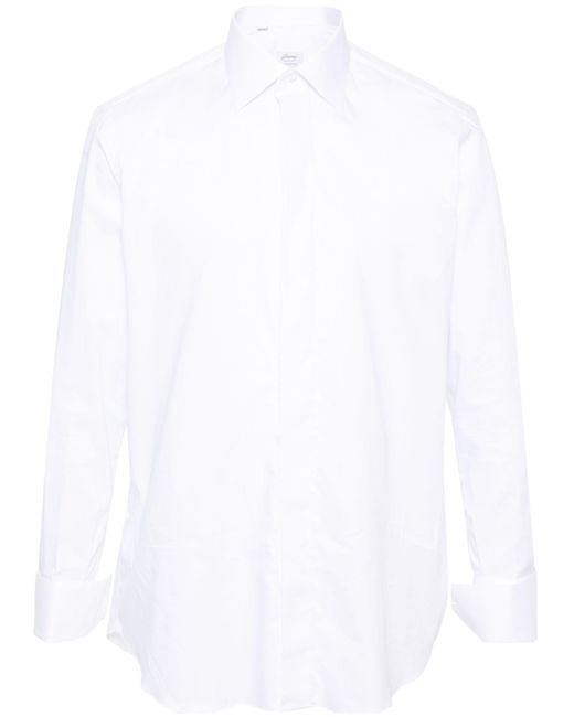 Brioni White Long Sleeved Cotton Shirt for men