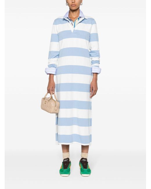 Polo Ralph Lauren Blue And Striped Long-sleeved Polo Dress - Women's - Cotton