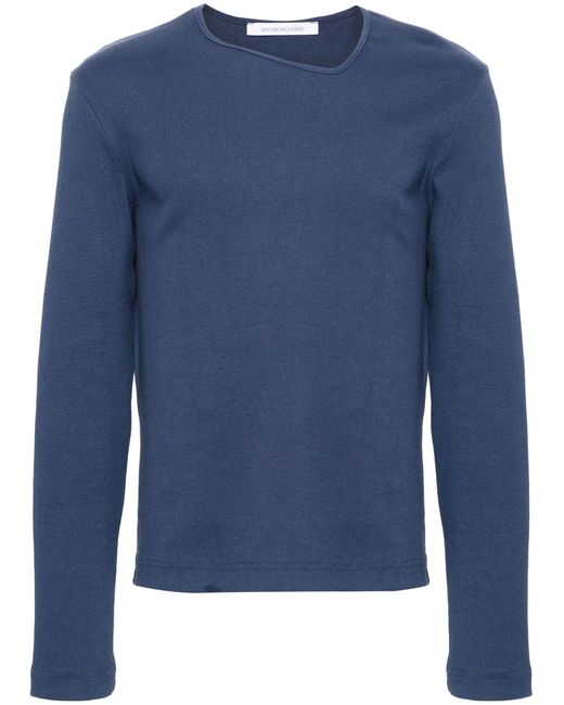 Bianca Saunders Blue Y-neck Cotton Sweater for men
