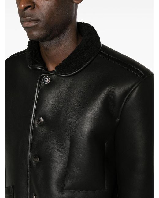 YMC Black Brainticket Og Leather Jacket - Men's - Sheep Skin/shearling for men