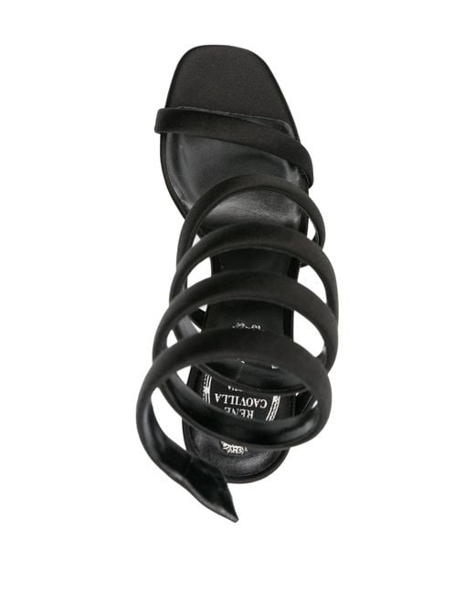 Rene Caovilla Black Cleo 105mm Leather Sandals